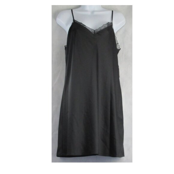 INC International Concepts Other - INC Women's Polyester Blend Satin Lace-Trim Chemise Nightgown, Black, XL